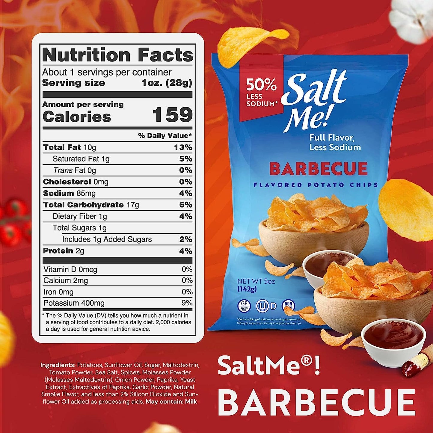 SaltMe! Barbeque Potato Chips 5oz Bag - 6ct