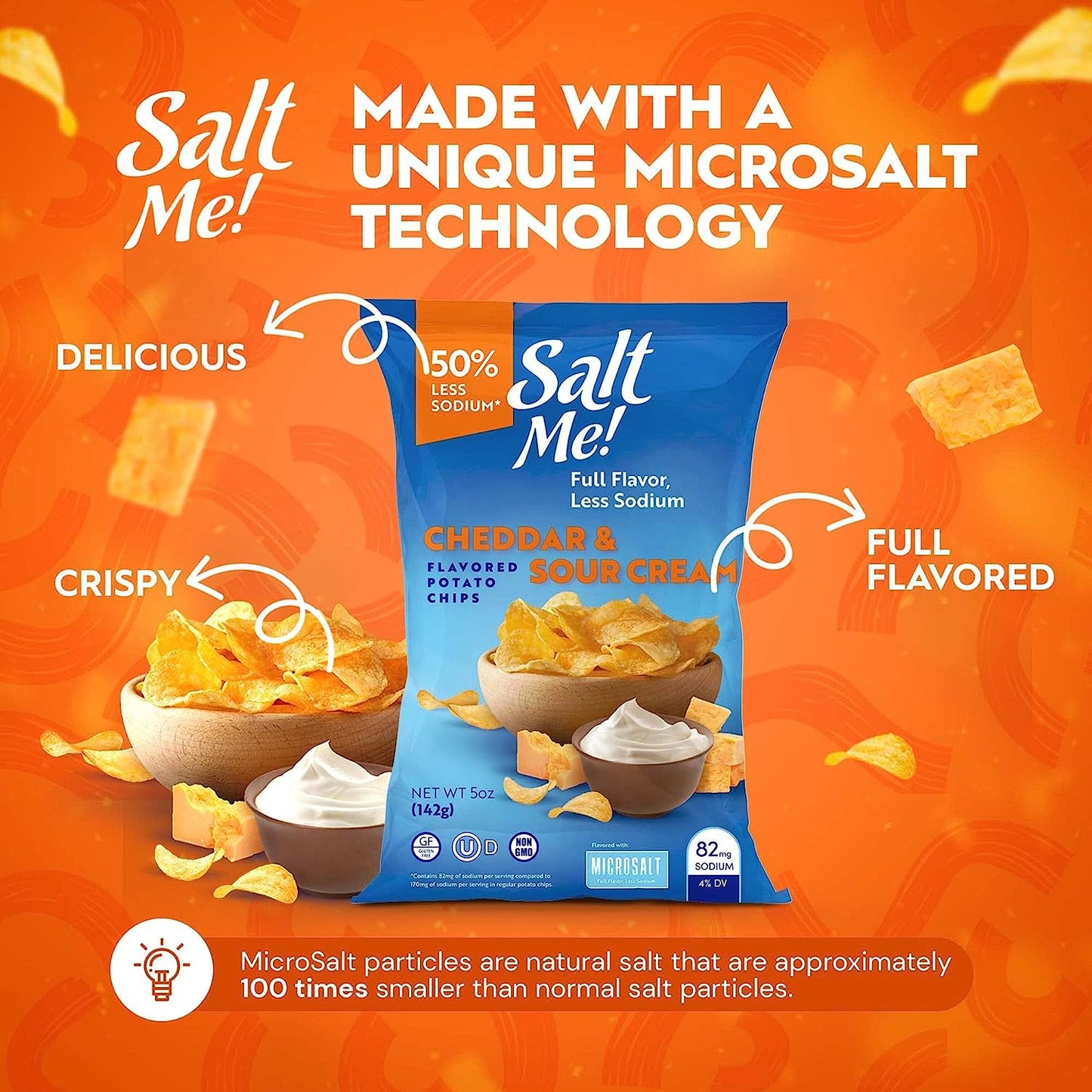 SaltMe! Cheddar & Sour Cream Potato Chips 5oz Bag - 6ct