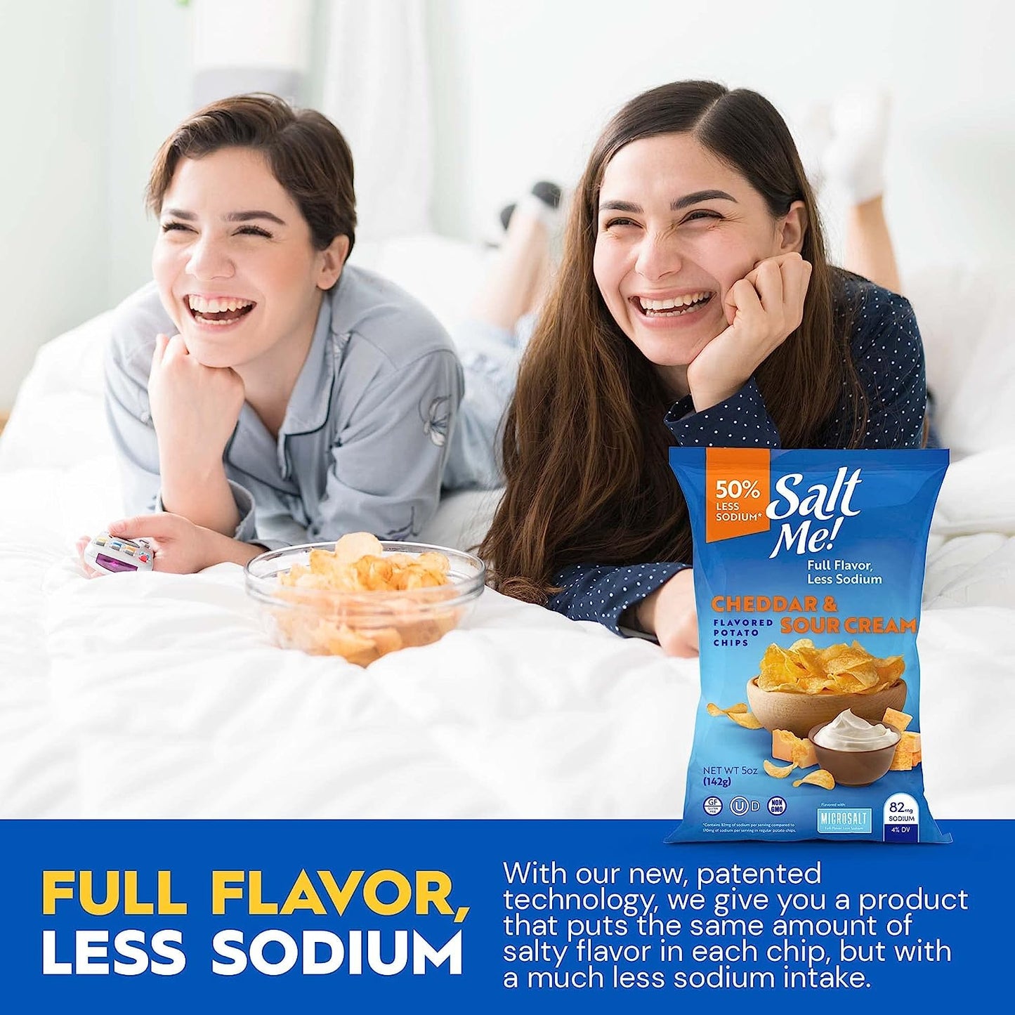 SaltMe! Cheddar & Sour Cream Potato Chips 5oz Bag - 6ct