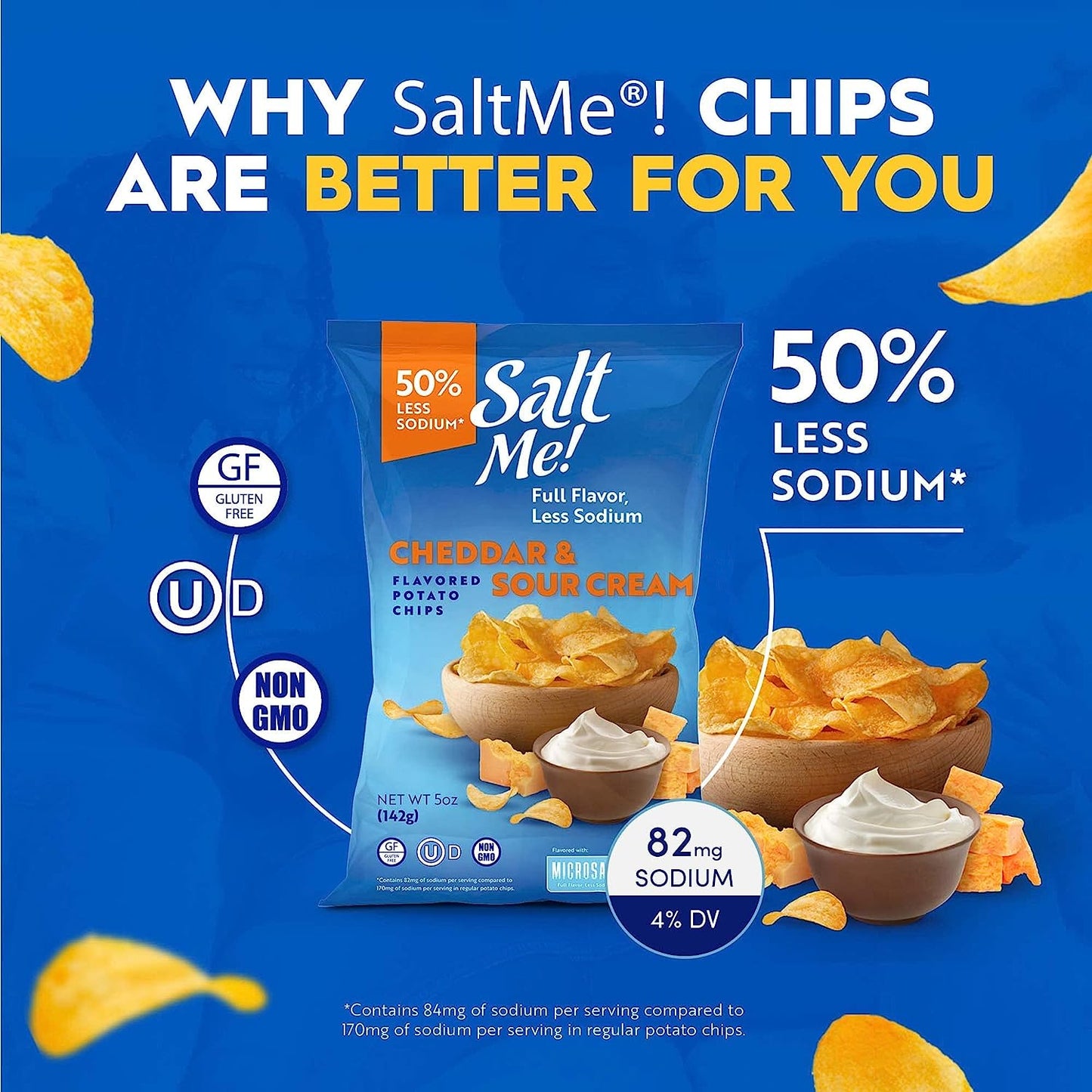 SaltMe! Cheddar & Sour Cream Potato Chips 5oz Bag - 6ct