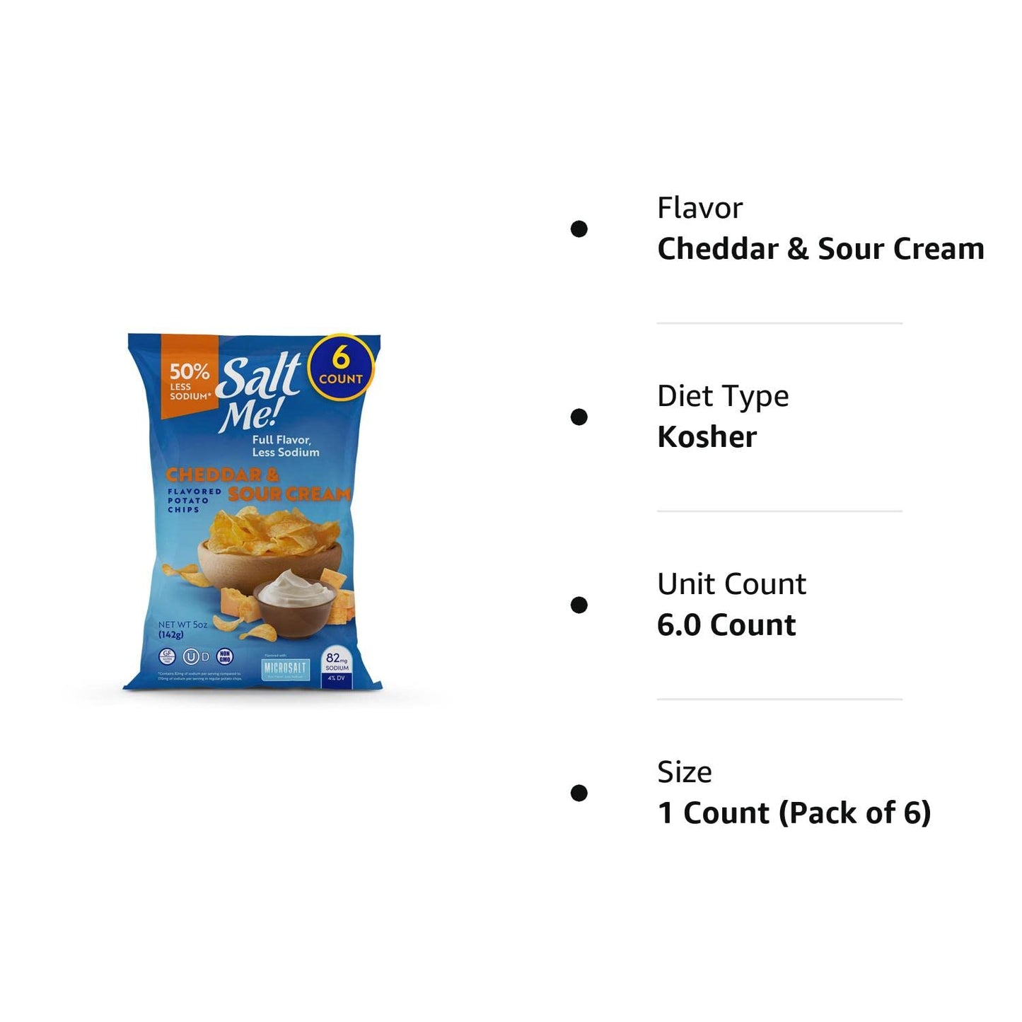 SaltMe! Cheddar & Sour Cream Potato Chips 5oz Bag - 6ct