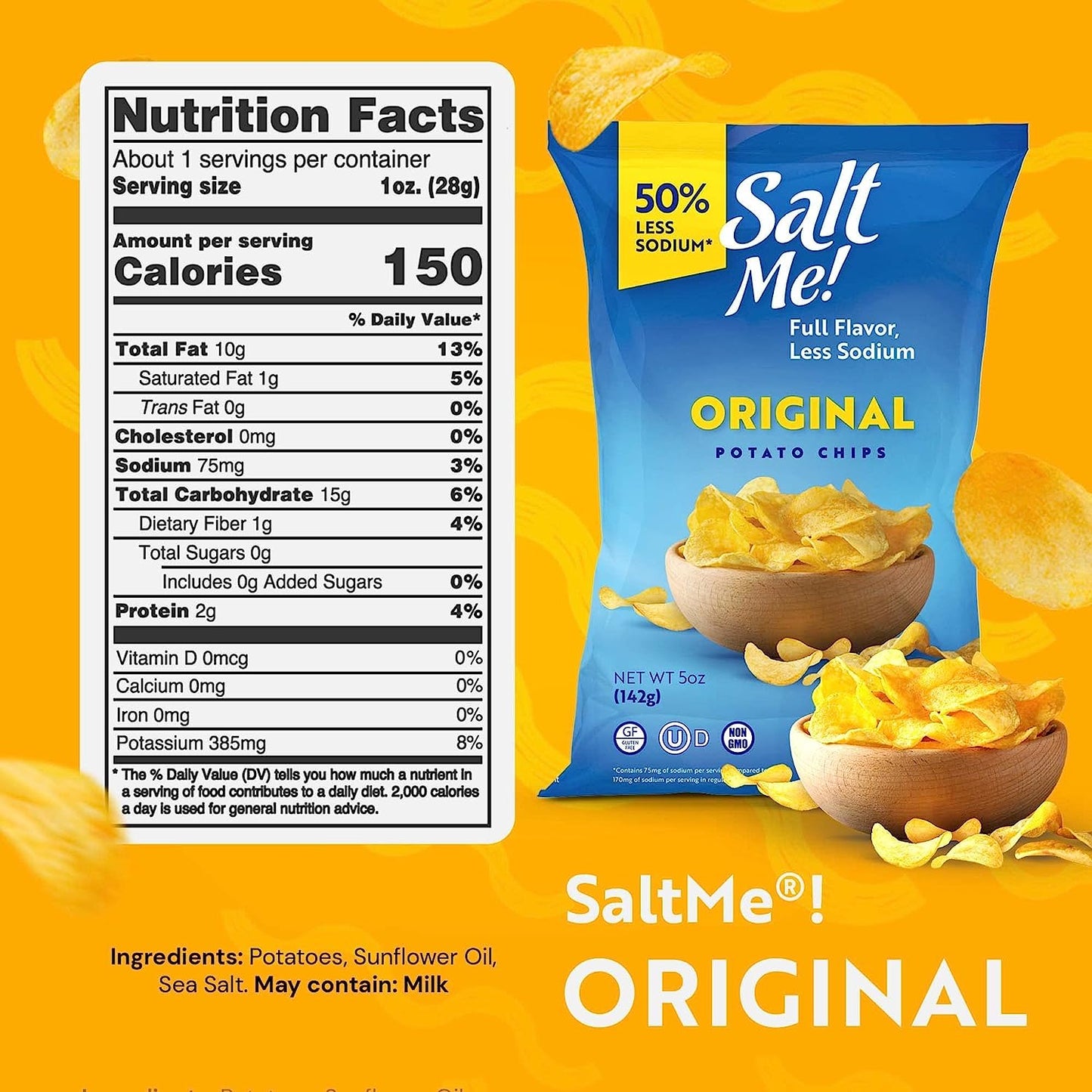 SaltMe! Original Potato Chips 5oz Bag - 6ct