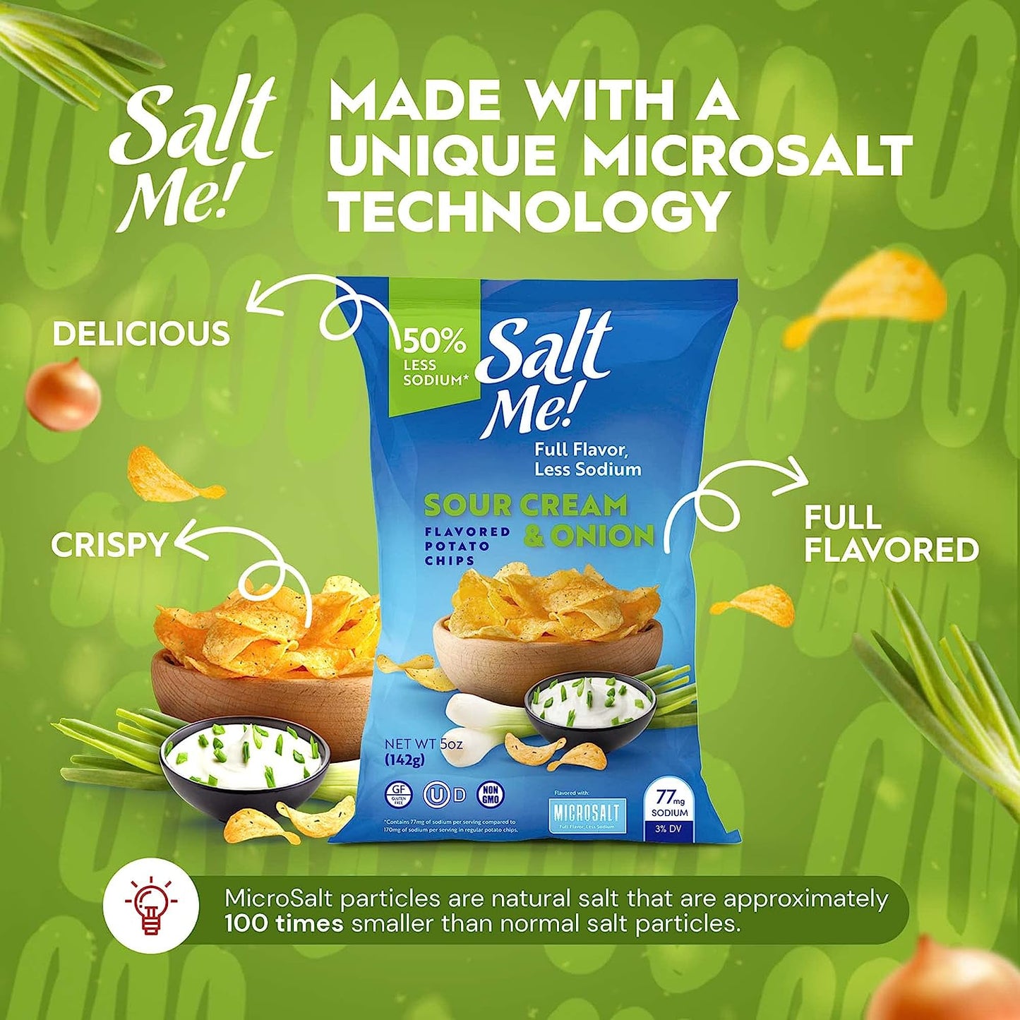 SaltMe! Sour Cream & Onion Potato Chips 5oz Bag - 6ct