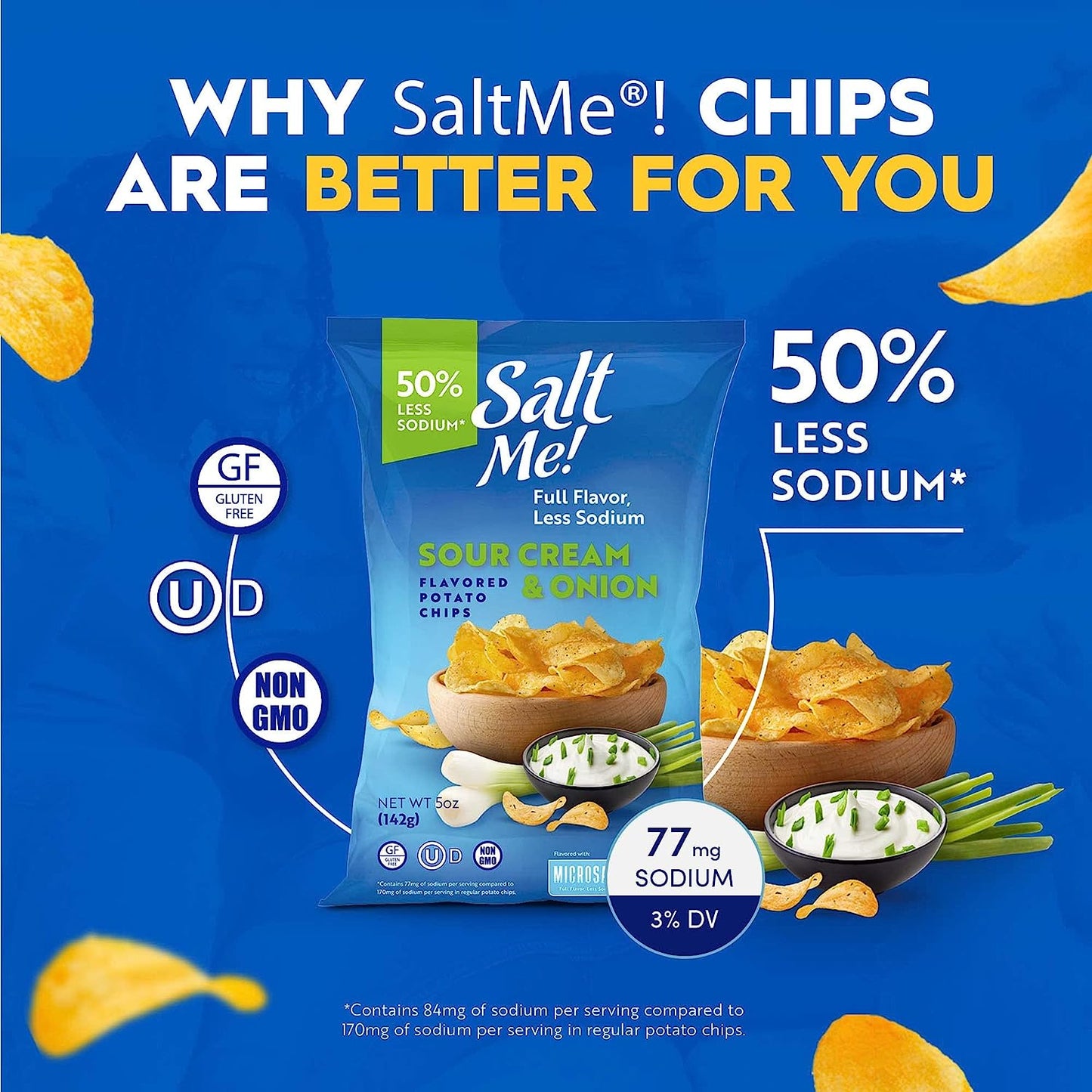 SaltMe! Sour Cream & Onion Potato Chips 5oz Bag - 6ct